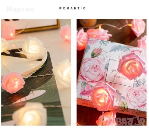 Розови Рози LED светещи за декорация Коледа - елегантен лукс и романтично усещане, снимка 2 - Декорация за дома - 26861934