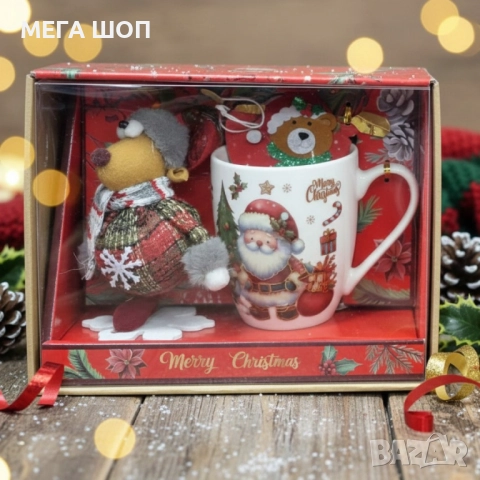 Коледен подаръчен комплект с чаша, лъжичка и мека играчка – моментална празнична атмосфера у дома, снимка 2 - Чаши - 52583931