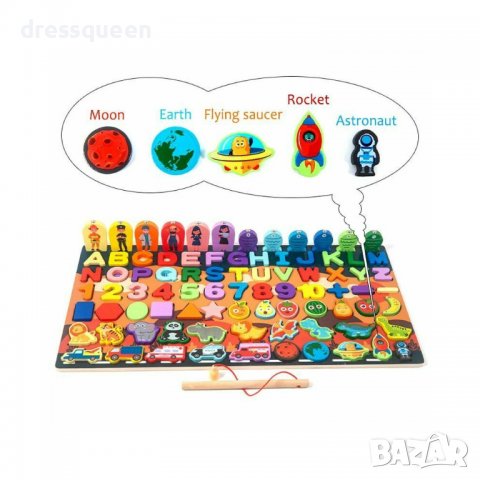 3572 Игра за сортиране с дървени фигурки и магнитен риболов, снимка 10 - Образователни игри - 37773296