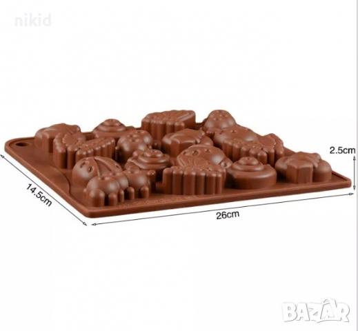 Насекоми Калинка пеперуда гъсеница охлюв пчела дълбоки силиконов молд форма шоколадови бонбони гипс , снимка 3 - Форми - 36510563