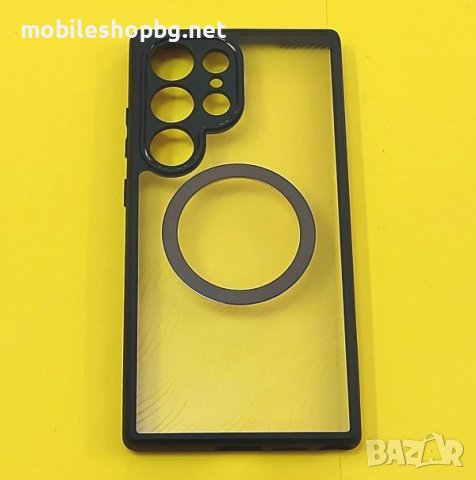 калъф за Samsung Galaxy S24 Ultra прозрачен твърд с черна рамка MagSafe LUX