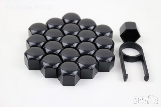Капачки за болтове на джанти черни/хром 17мм и 19мм Универсални Комплект 20бр., снимка 6 - Аксесоари и консумативи - 32269253