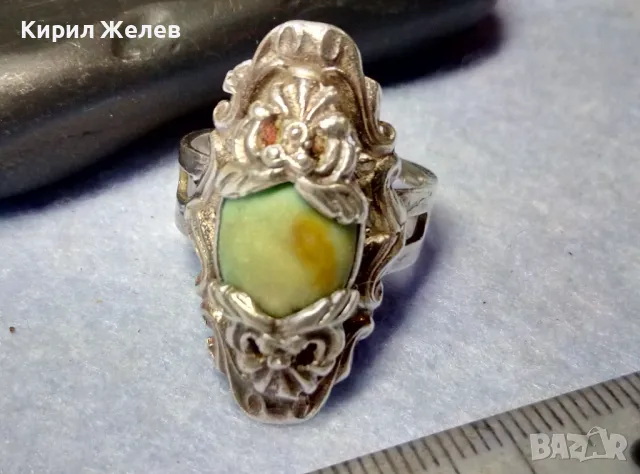 BERRAK 925 Регулируем АР НУВО СТИЛ СКЪПОЦЕНЕН СРЕБЪРЕН ПРЪСТЕН СРЕБРО 925 с ШЛИФОВАН УНАКИТ 49728, снимка 9 - Пръстени - 49346754