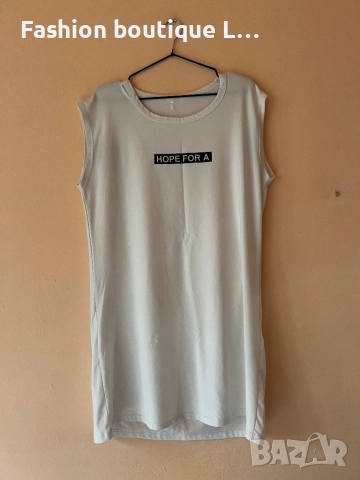 Бяла овърсайз дамска туника 🤍🖤