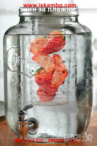 Винтидж стъклен буркан с канелка Party Jack за напитки, снимка 2 - Други - 26912420