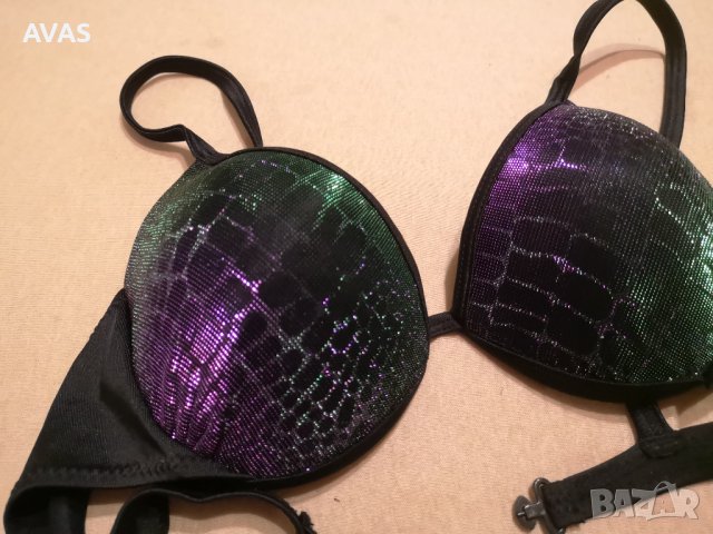 Нов блестящ черен бански комплект M L размер, снимка 3 - Бански костюми - 36860428