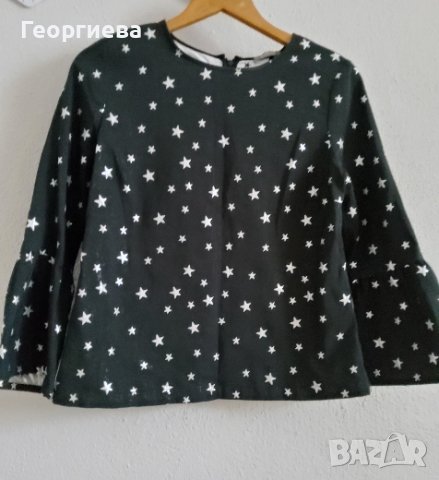 Блуза в черно със сребристи звезди, снимка 5 - Ризи - 37747487