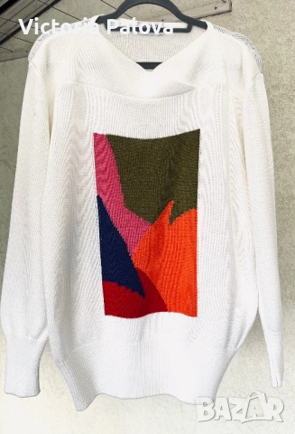 Уникална дизайнерска находка - пуловер MÄRZ München с артистичен цветен панел