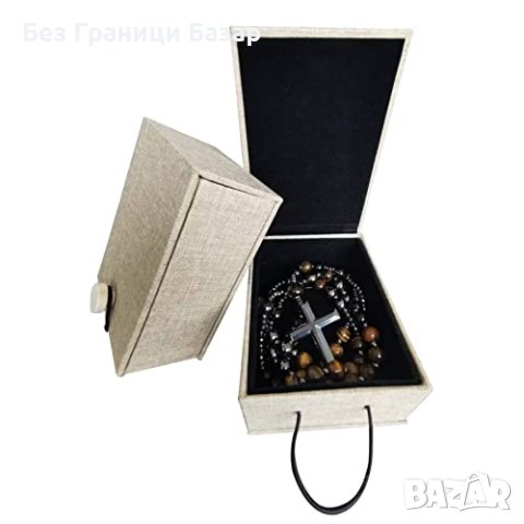 Ново Тройна Защита: Колие с Кръст от Тигрово Око, Хематит, снимка 6 - Колиета, медальони, синджири - 43666693