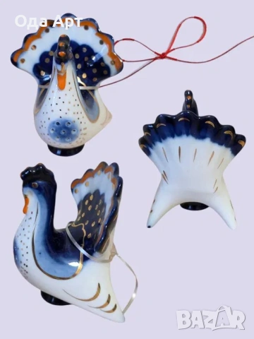 Петел и пуйка. Руски порцелан, ЛФЗ, солница, пиперник, снимка 2 - Други - 53036389