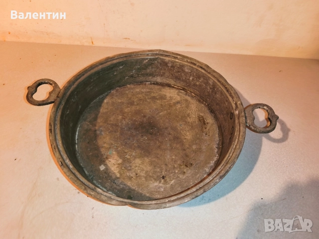 Бакърена тава с НАДПИС, снимка 2 - Антикварни и старинни предмети - 52540064