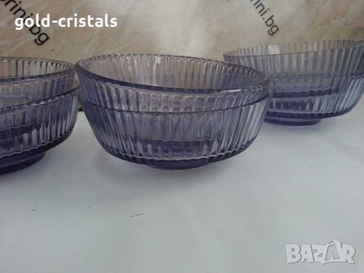 Стъклени купички цветно синьо стъкло 50те г, снимка 4 - Антикварни и старинни предмети - 28622878