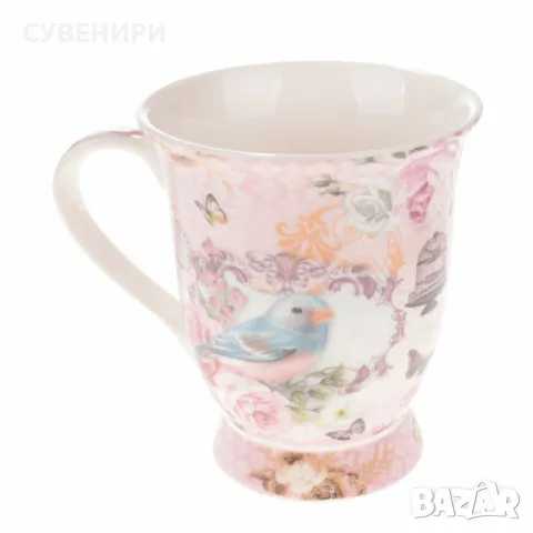 Красива керамична чаша за топли напитки с цедка иизвита дръжка и декор във винтидж стил., снимка 4 - Чаши - 48305529