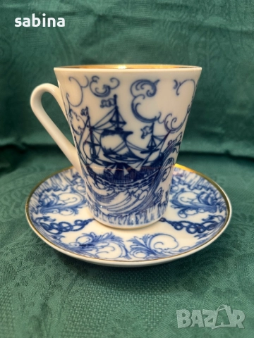 Порцеланова голяма чаша за чай на ЛФЗ Ломоносов