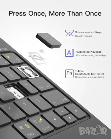 Калъф с магнитна клавиатура Inateck за iPad Air 11 Inch 2024 M2, 7 цветна подсветка тракпад, KB09119, снимка 8 - Таблети - 49551807