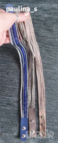 Три броя / Кожено колие тип чокър с камъни и регулация, снимка 6 - Колиета, медальони, синджири - 48672962