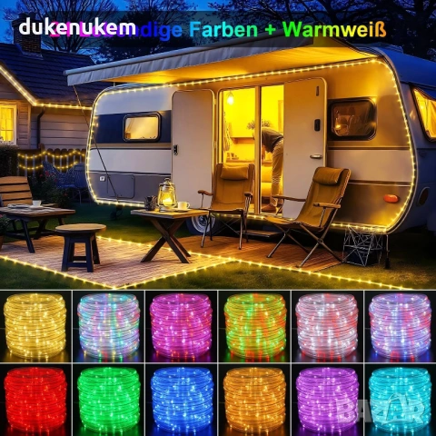 LED светлинна тръба 15 м – RGB + топло бяло, IP68, с дистанционно, снимка 2 - Лед осветление - 53161851