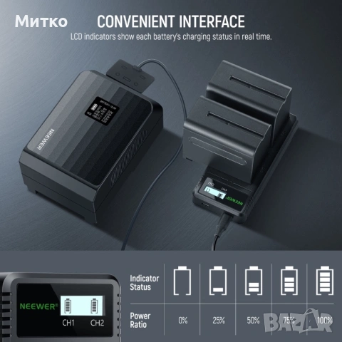 NEEWER NW-F970 2 бр. 7800mAh NP-F970 резервни батерии, снимка 4 - Батерии, зарядни - 53178933