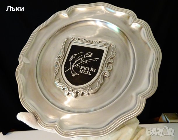 Чиния за стена,пано от калай за рибари., снимка 2 - Антикварни и старинни предмети - 38068347