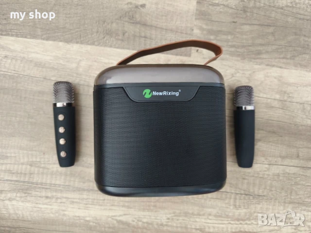 Преносима тонколона с 2 микрофона,Bluetooth,Черна, снимка 2 - Тонколони - 51236316