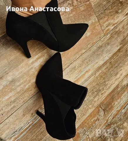 ЧЕРНИ ВЕЛУРИ БОТИ, снимка 3 - Дамски боти - 48105435