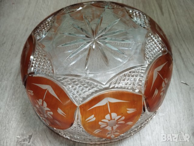 Кристална купа бохемия, снимка 3 - Антикварни и старинни предмети - 44126610