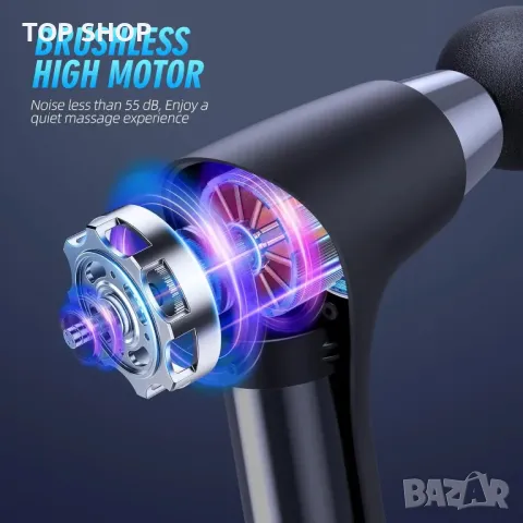 Пистолет за масаж Deep Tissue, Пистолет за масаж с 6 приставки, Масажор за перкусия на мускулите, снимка 2 - Масажори - 49546324