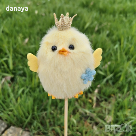 4605 Великденска украса Пиле на пръчка, 30 см, снимка 2 - Декорация за дома - 44860525