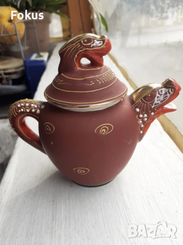 Сатцума Satsuma малък чайник Япония порцелан печат, снимка 5 - Антикварни и старинни предмети - 53340196