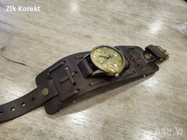 Часовник кожена каишка тип гривна, снимка 3 - Мъжки - 48977712