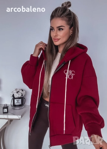 Дамски суичър с цип и надпис, 2цвята , снимка 2 - Суичъри - 52672385