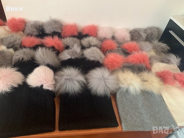 Шапка шапки с естествен пух естествен косъм, снимка 14 - Шапки - 32677070