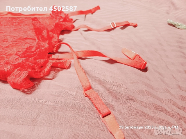 Червен корсет със жартиери, снимка 5 - Корсети, бюстиета, топове - 52715157