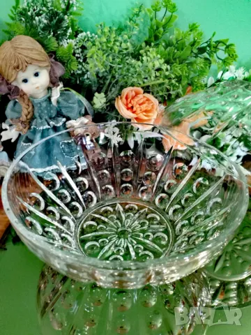Разкошни купи ретро   пресовано стъкло. Германия ., снимка 6 - Чинии - 49013323