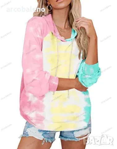 Нов дамски суичър с качулка Tie Dye, 3цвята , снимка 3 - Суичъри - 48456824