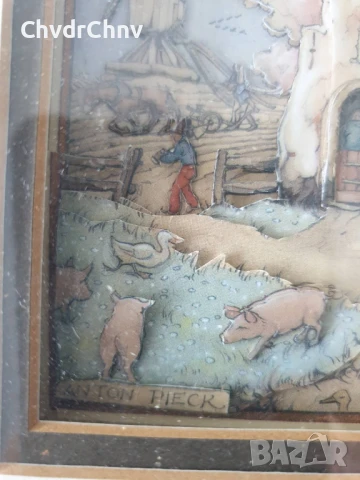 Anton Pieck 3D картина/2бр детски релефни картини/дървена рамка 30x24см, снимка 7 - Картини - 51054994