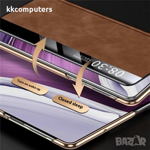 Huawei Mate X6 Кожен Калъф с Интелигентен Прозорец и Скрийн Протектор – Черен, Кафяв, Сив, снимка 13 - Калъфи, кейсове - 51955227