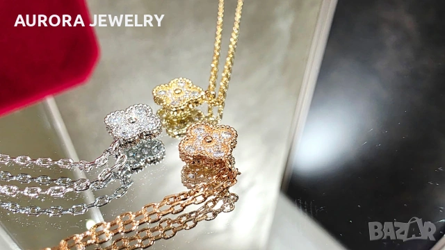 Van Cleef & Arpels VCA Gold Diamond Sweet Alhambra Clover Дамско Колие, снимка 8 - Колиета, медальони, синджири - 53243039