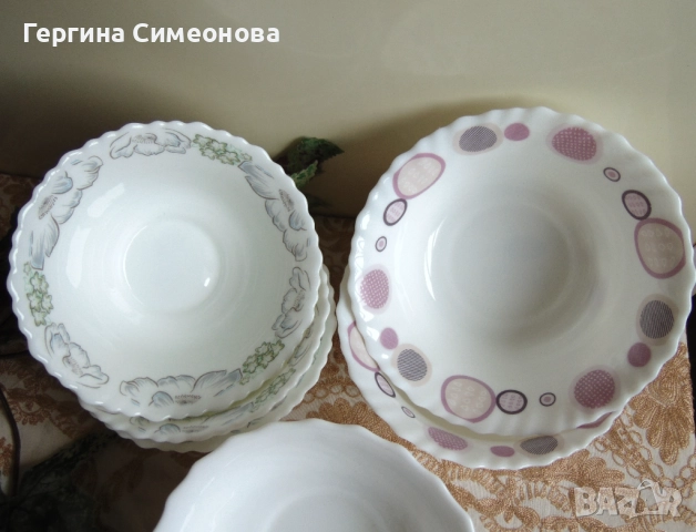 Осем купи френски аркопал, снимка 2 - Чинии - 52641726