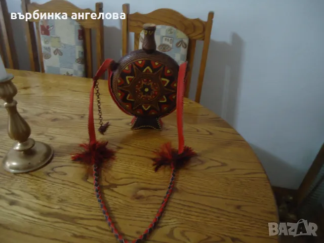 Бъклица, дървена,ръчно рисувана, шарки с пирограф, снимка 2 - Колекции - 49695912
