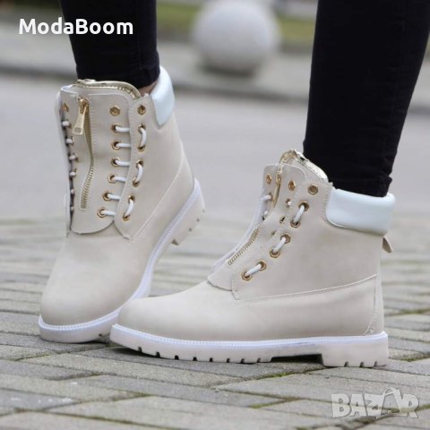 ❄️🤍Равни бели дамски боти набук🤍❄️, снимка 4 - Дамски боти - 43650620