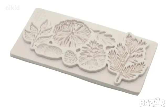 Есенни шишарка жълъд борови клонки клонче силиконов молд форма фондан шоколад декор, снимка 4 - Форми - 52138038