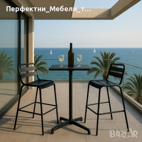 Бар маса метал с 2 височини-72 и 102см.-маслено зелен,бежев,капучино,черен цвят, снимка 5 - Градински мебели, декорация  - 51890064