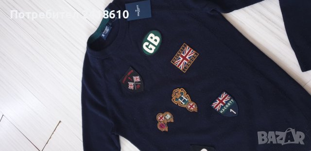 Hackett Badge Crew Merino Sweater Mens Size S НОВО! ОРИГИНАЛ! Мъжки Вълнен пуловер!, снимка 8 - Пуловери - 42949425