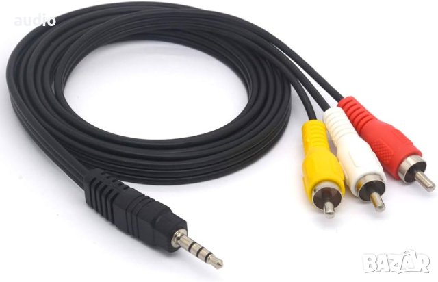 Аудио-видео кабел 3 RCA към 3.5 mm Jack 2м, снимка 1