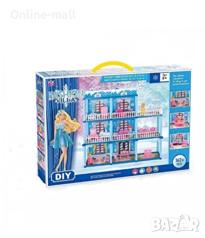 Голяма къща за кукли на 3 етажа с мебели и аксесоари – 162 части, снимка 4 - Кукли - 51535609