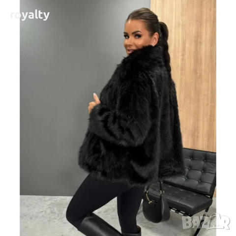 Дамско палто с еко-косъм и голяма яка, снимка 2 - Палта, манта - 52528434