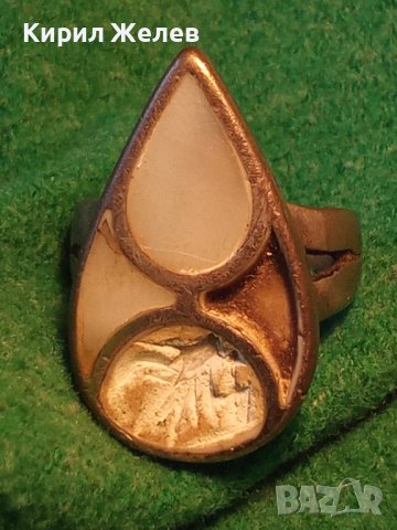 СТАР СРЕБЪРЕН ДАМСКИ ПРЪСТЕН със СЕДЕФ 925 ПРОБА 14993, снимка 8 - Пръстени - 30330706