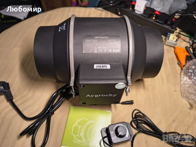 Aygrochy Регулируем канален вентилатор 125 мм 416 м³/ч, EC двигател, вентилатор за отработени 