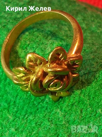 Старинен бронзов пръстен роза ювелирна изработка уникат -12739, снимка 3 - Антикварни и старинни предмети - 28889239